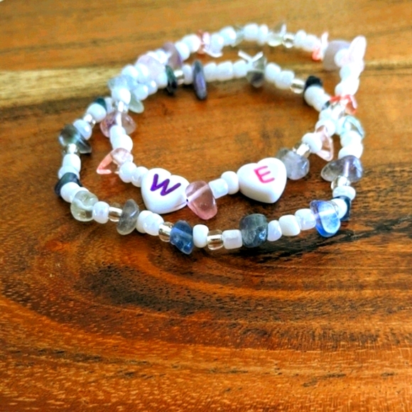 Set of 2 bracelets. Natural stone & acyclic beads - Picture 3 of 9